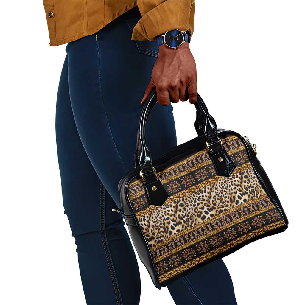 Cameroon Cheetah Toghu Pattern Shoulder Handbag