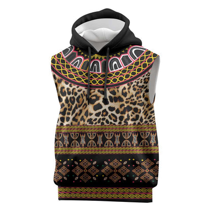 Cameroon Cheetah Toghu Pattern Sleeveless Hoodie
