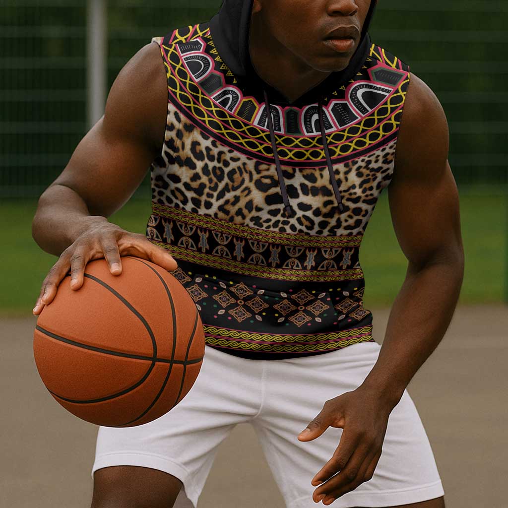 Cameroon Cheetah Toghu Pattern Sleeveless Hoodie