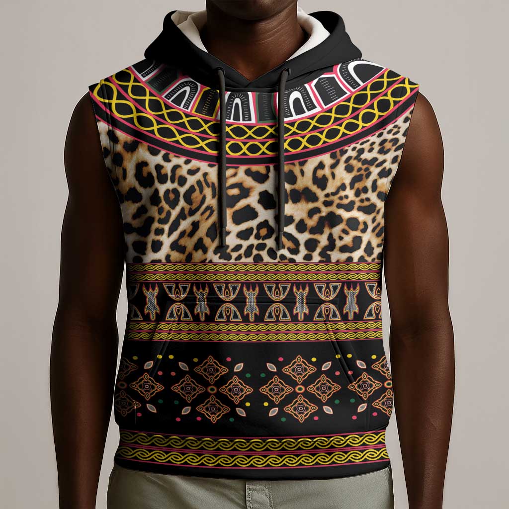 Cameroon Cheetah Toghu Pattern Sleeveless Hoodie