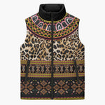 Cameroon Cheetah Toghu Pattern Sleeveless Puffer Jacket