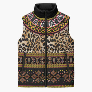 Cameroon Cheetah Toghu Pattern Sleeveless Puffer Jacket