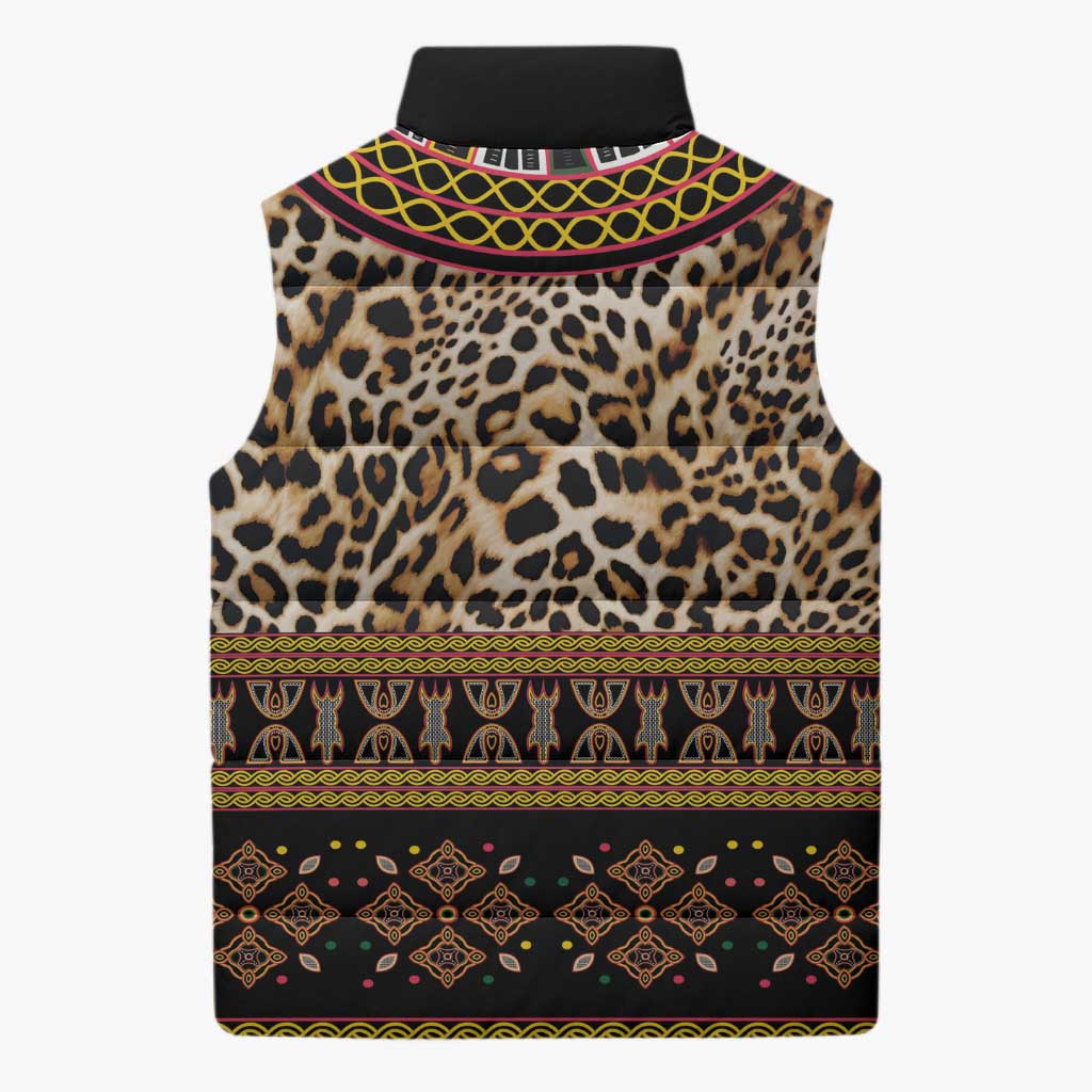 Cameroon Cheetah Toghu Pattern Sleeveless Puffer Jacket