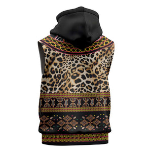 Cameroon Cheetah Toghu Pattern Sleeveless Zip Hoodie