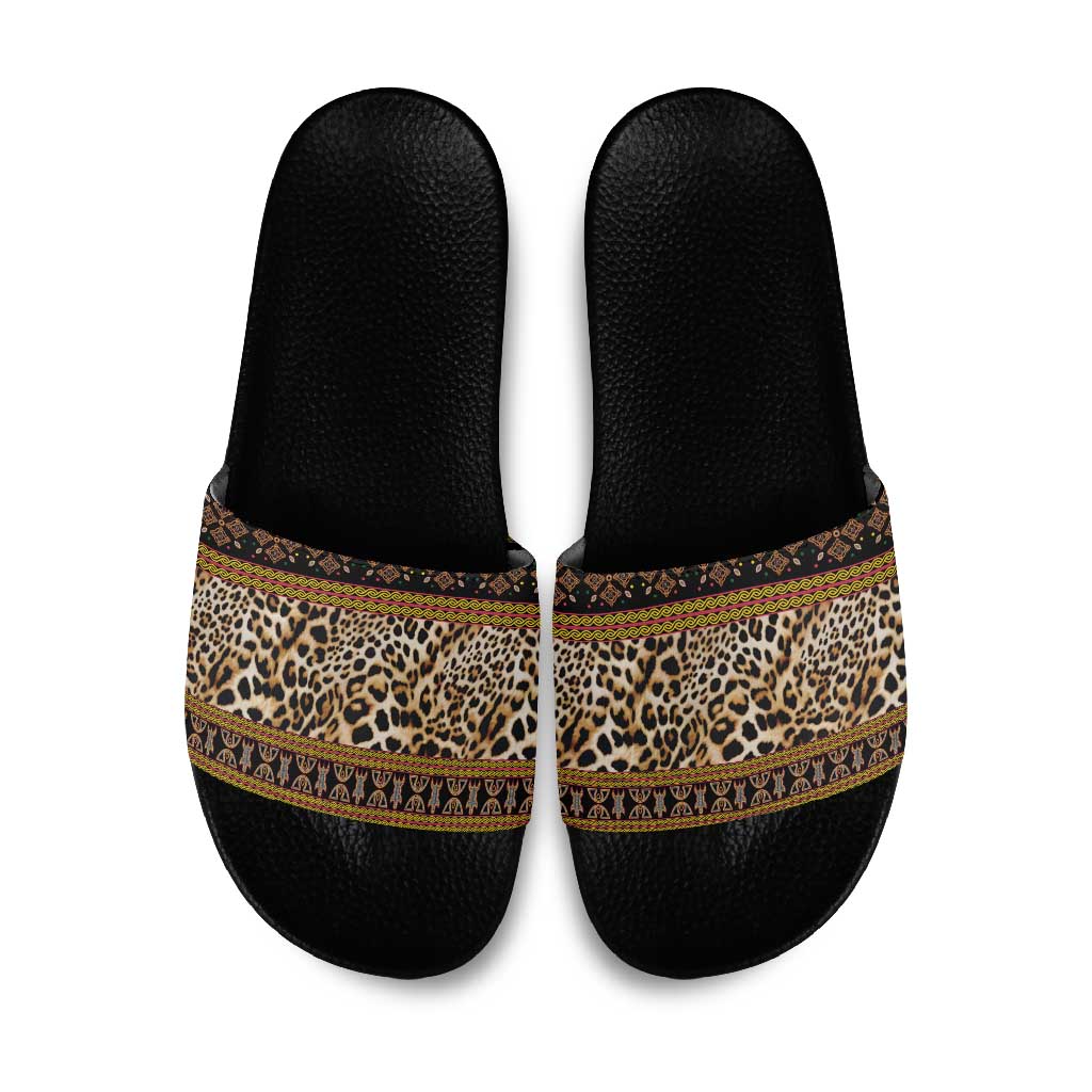 Cameroon Cheetah Toghu Pattern Slide Sandals