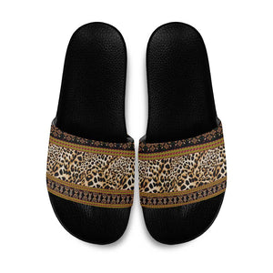 Cameroon Cheetah Toghu Pattern Slide Sandals