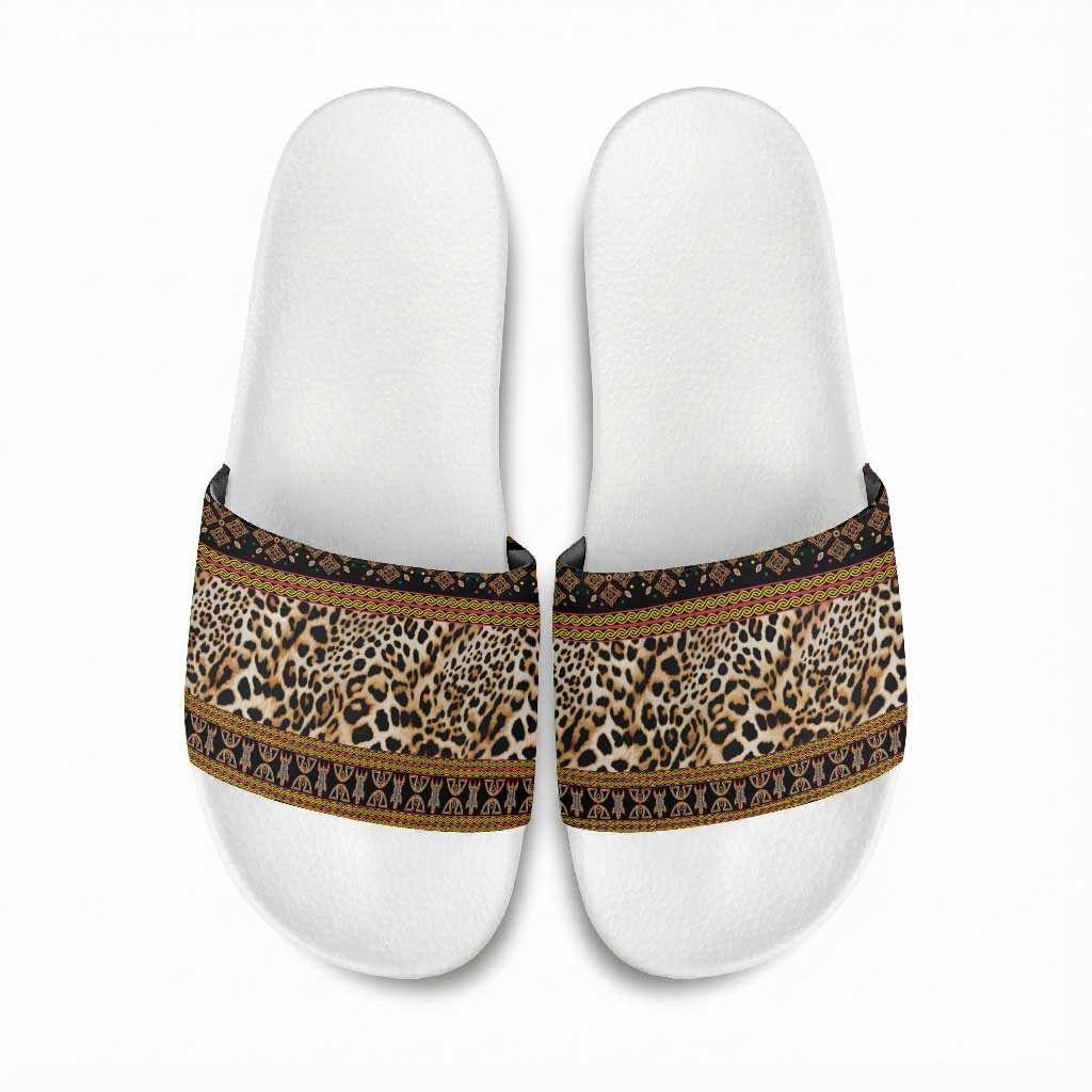 Cameroon Cheetah Toghu Pattern Slide Sandals