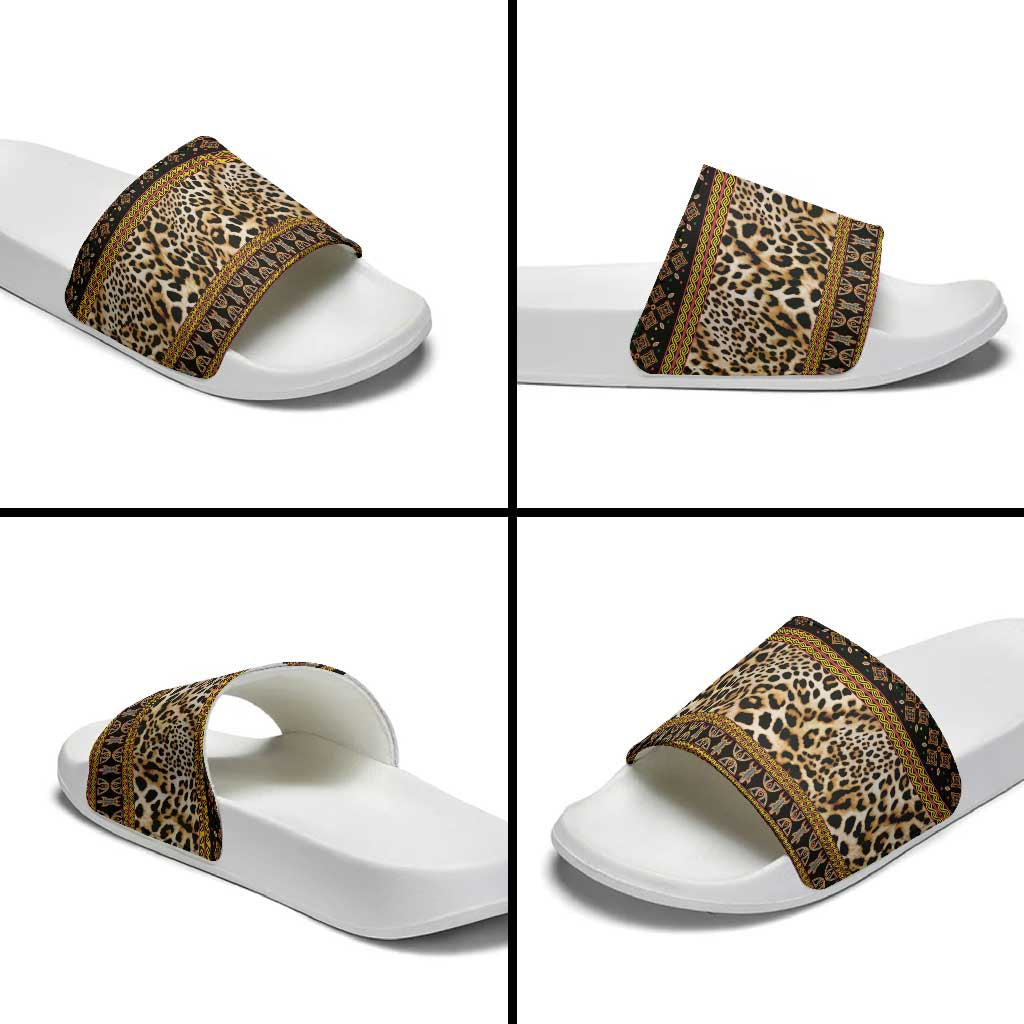 Cameroon Cheetah Toghu Pattern Slide Sandals
