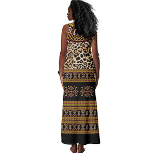 Cameroon Cheetah Toghu Pattern Tank Maxi Dress