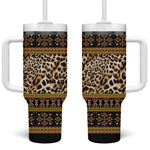 Cameroon Cheetah Toghu Pattern Tumbler With Handle