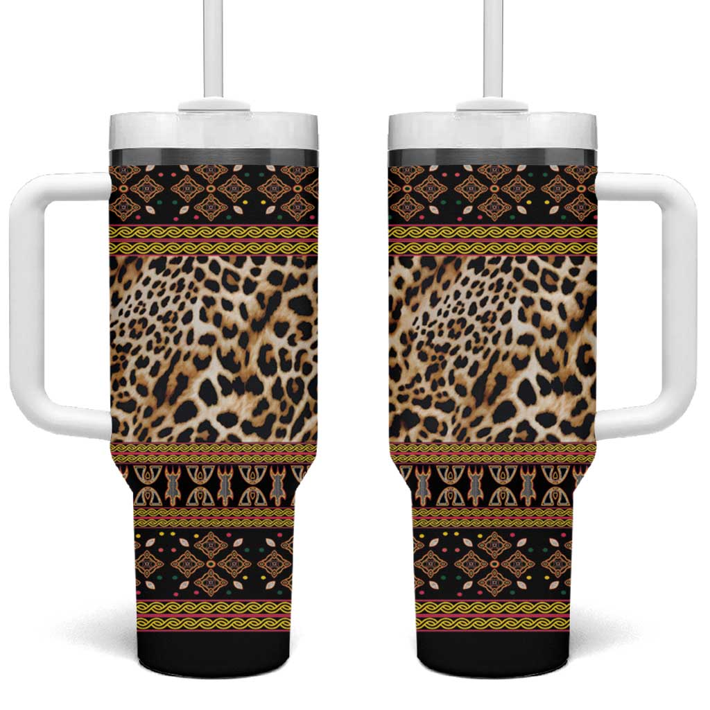 Cameroon Cheetah Toghu Pattern Tumbler With Handle