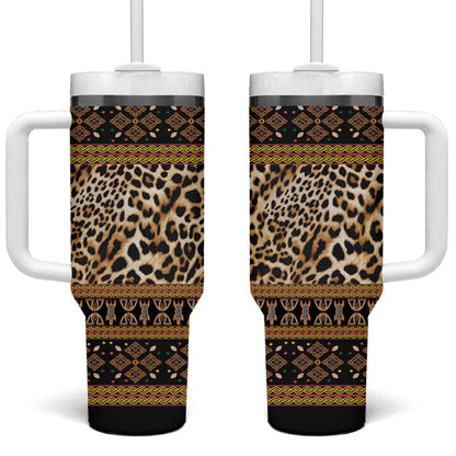 Cameroon Cheetah Toghu Pattern Tumbler With Handle