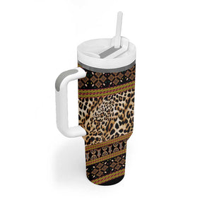 Cameroon Cheetah Toghu Pattern Tumbler With Handle