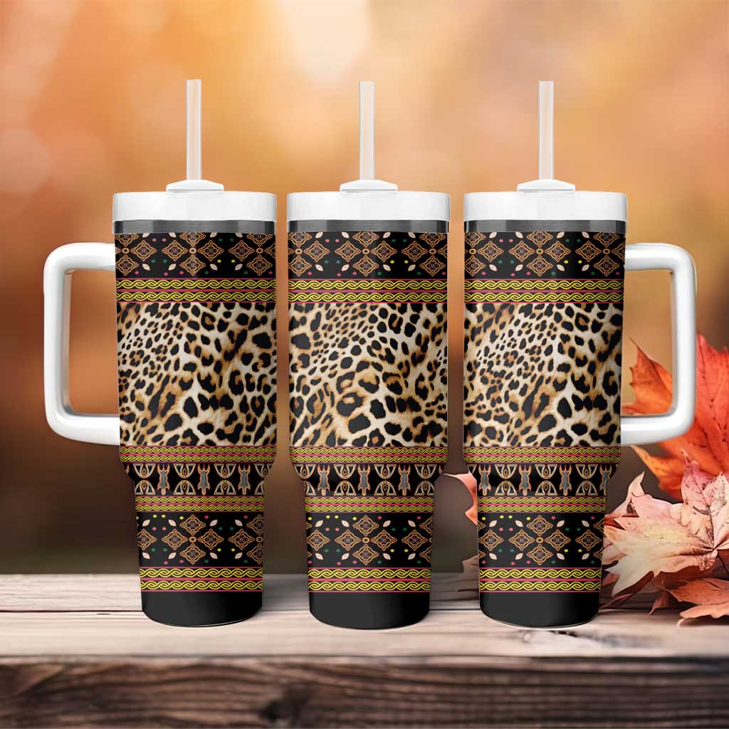 Cameroon Cheetah Toghu Pattern Tumbler With Handle