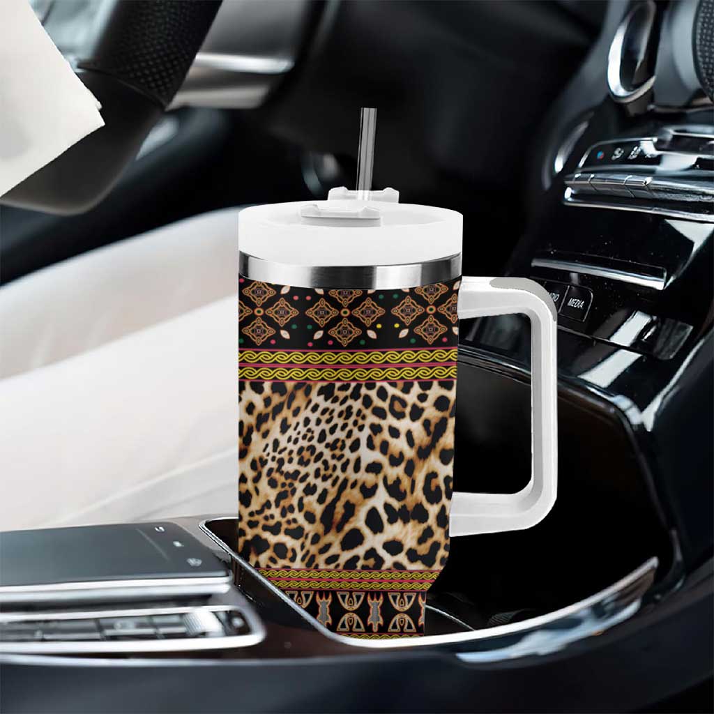 Cameroon Cheetah Toghu Pattern Tumbler With Handle