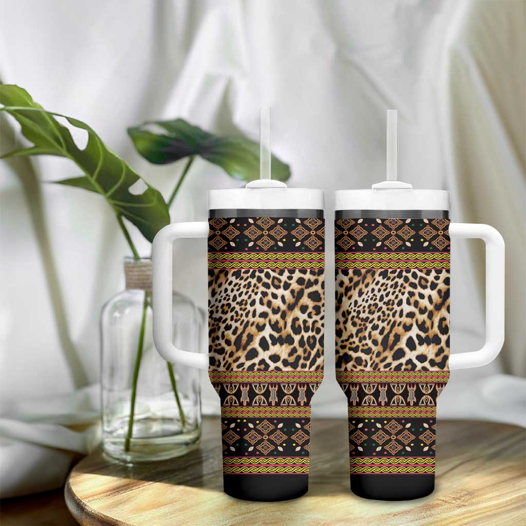 Cameroon Cheetah Toghu Pattern Tumbler With Handle