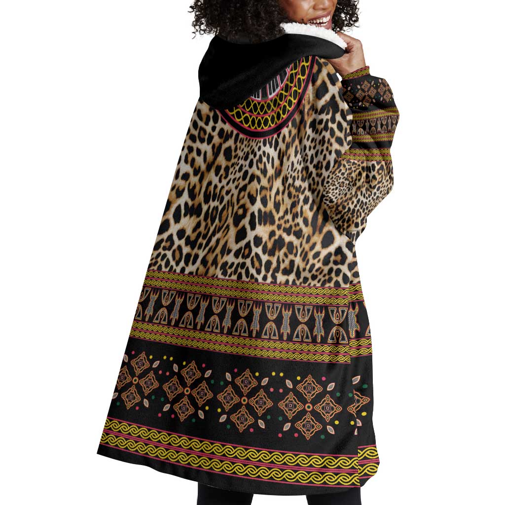 Cameroon Cheetah Toghu Pattern Wearable Blanket Hoodie