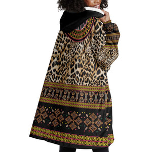Cameroon Cheetah Toghu Pattern Wearable Blanket Hoodie