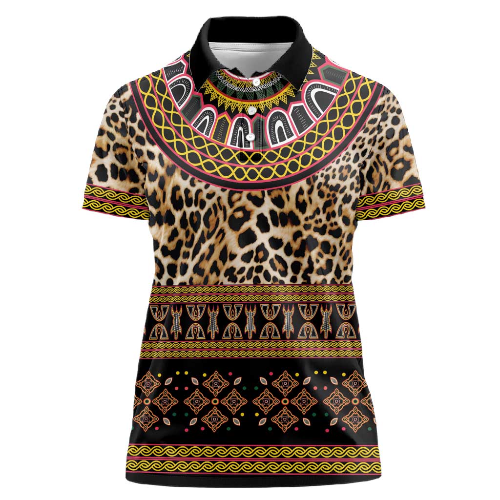 Cameroon Cheetah Toghu Pattern Women Polo Shirt