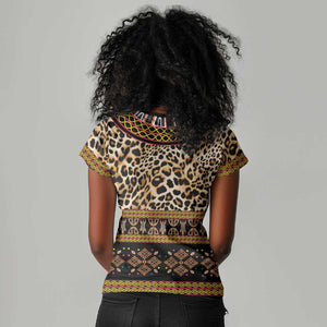 Cameroon Cheetah Toghu Pattern Women V-Neck T-Shirt
