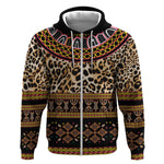 Cameroon Cheetah Toghu Pattern Zip Hoodie