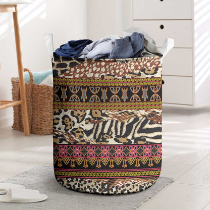 Cameroon Toghu Laundry Basket Wild Animal Skins Seamless Pattern