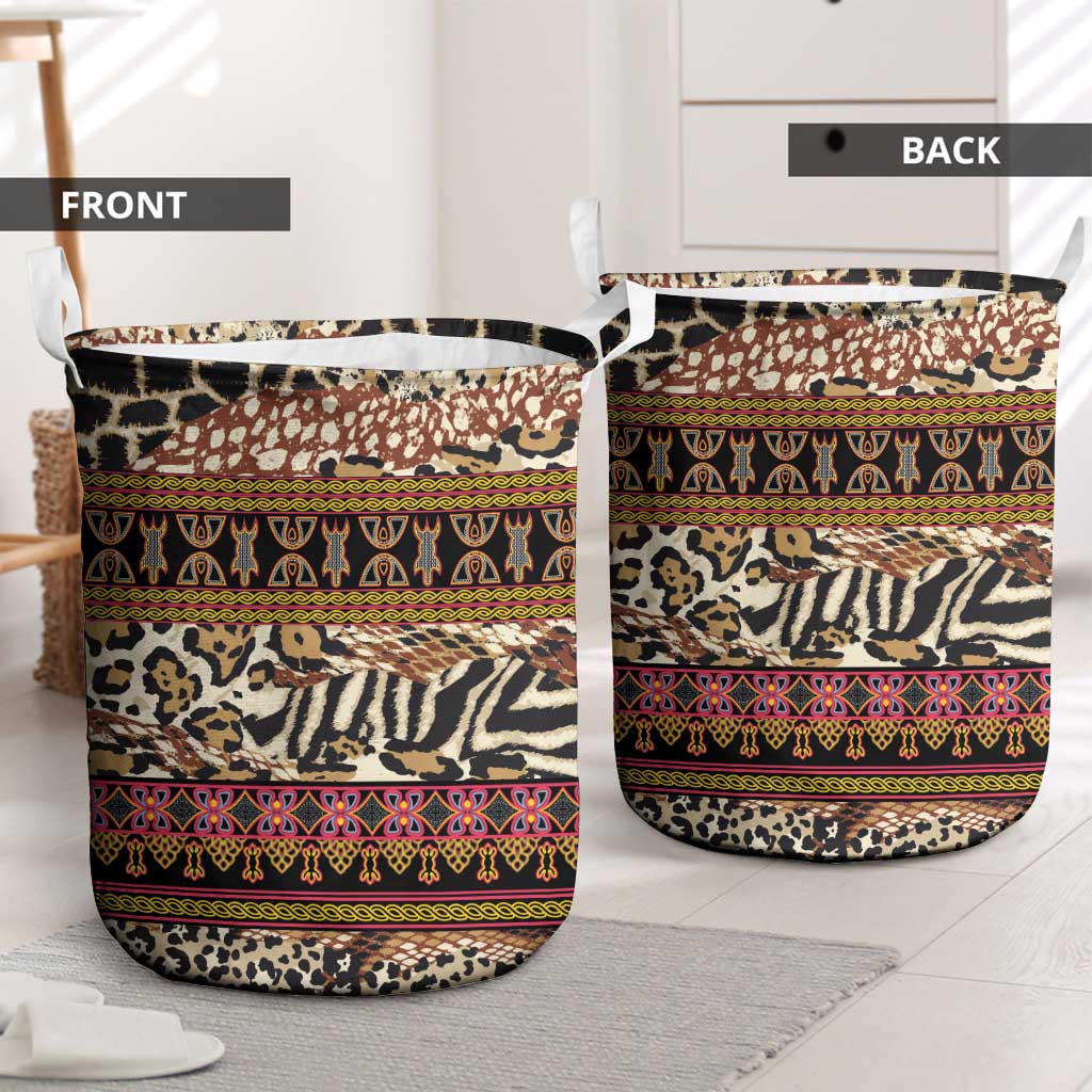 Cameroon Toghu Laundry Basket Wild Animal Skins Seamless Pattern