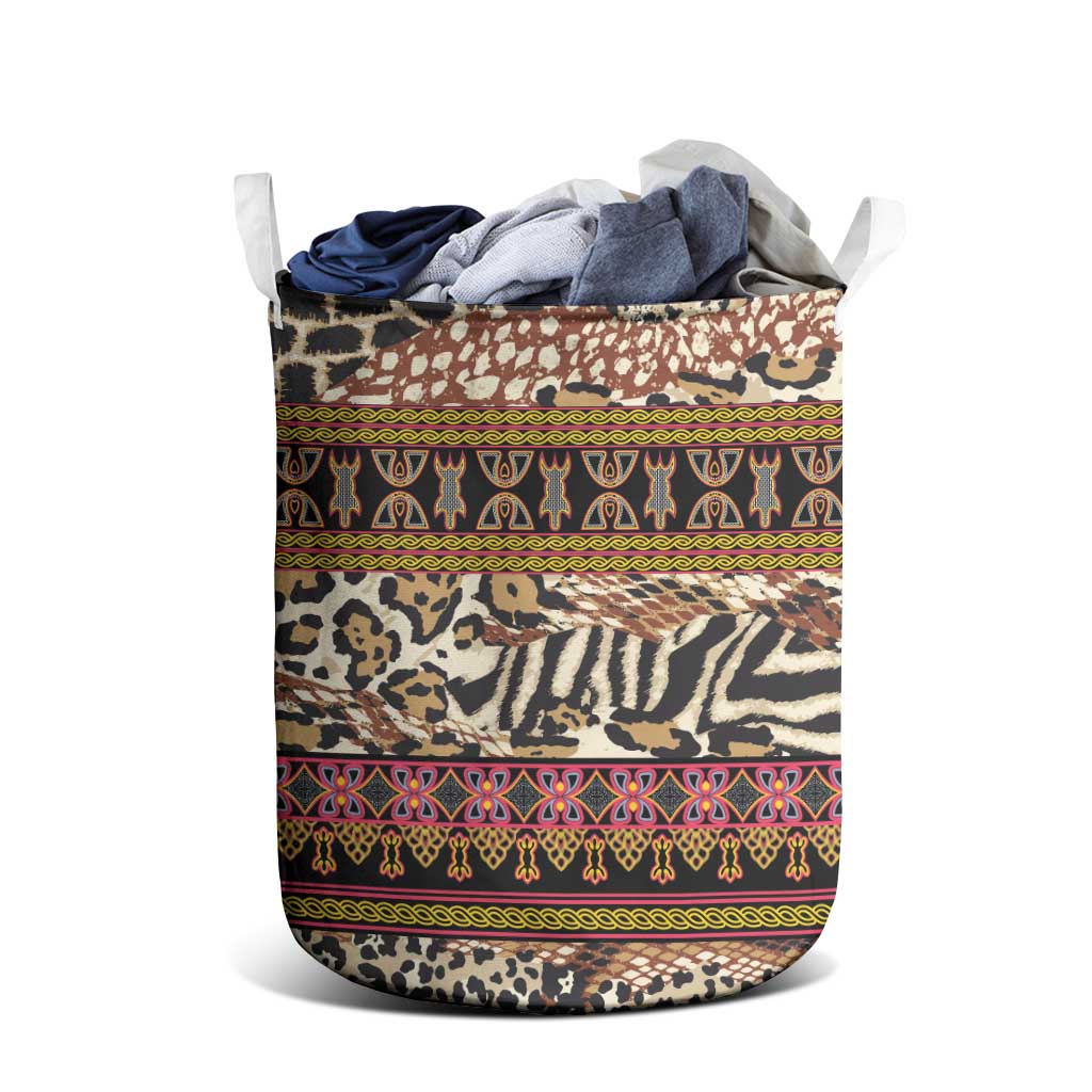 Cameroon Toghu Laundry Basket Wild Animal Skins Seamless Pattern