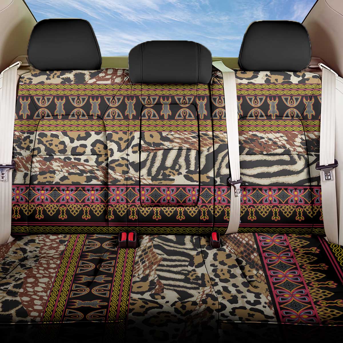 Cameroon Toghu Back Car Seat Cover Wild Animal Skins Seamless Pattern