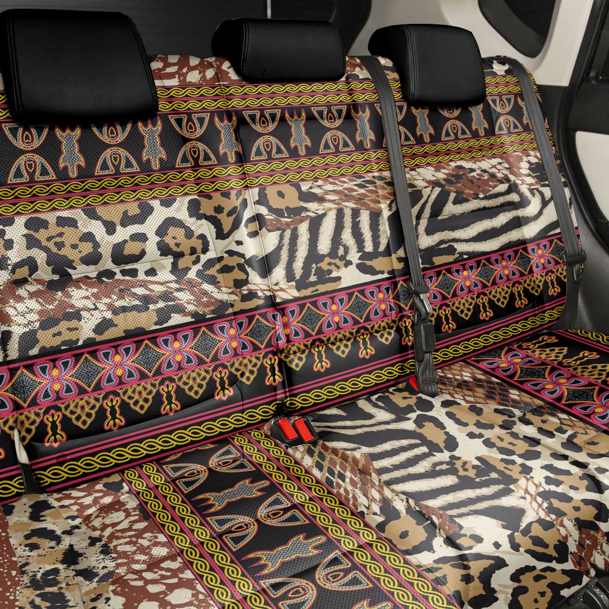 Cameroon Toghu Back Car Seat Cover Wild Animal Skins Seamless Pattern
