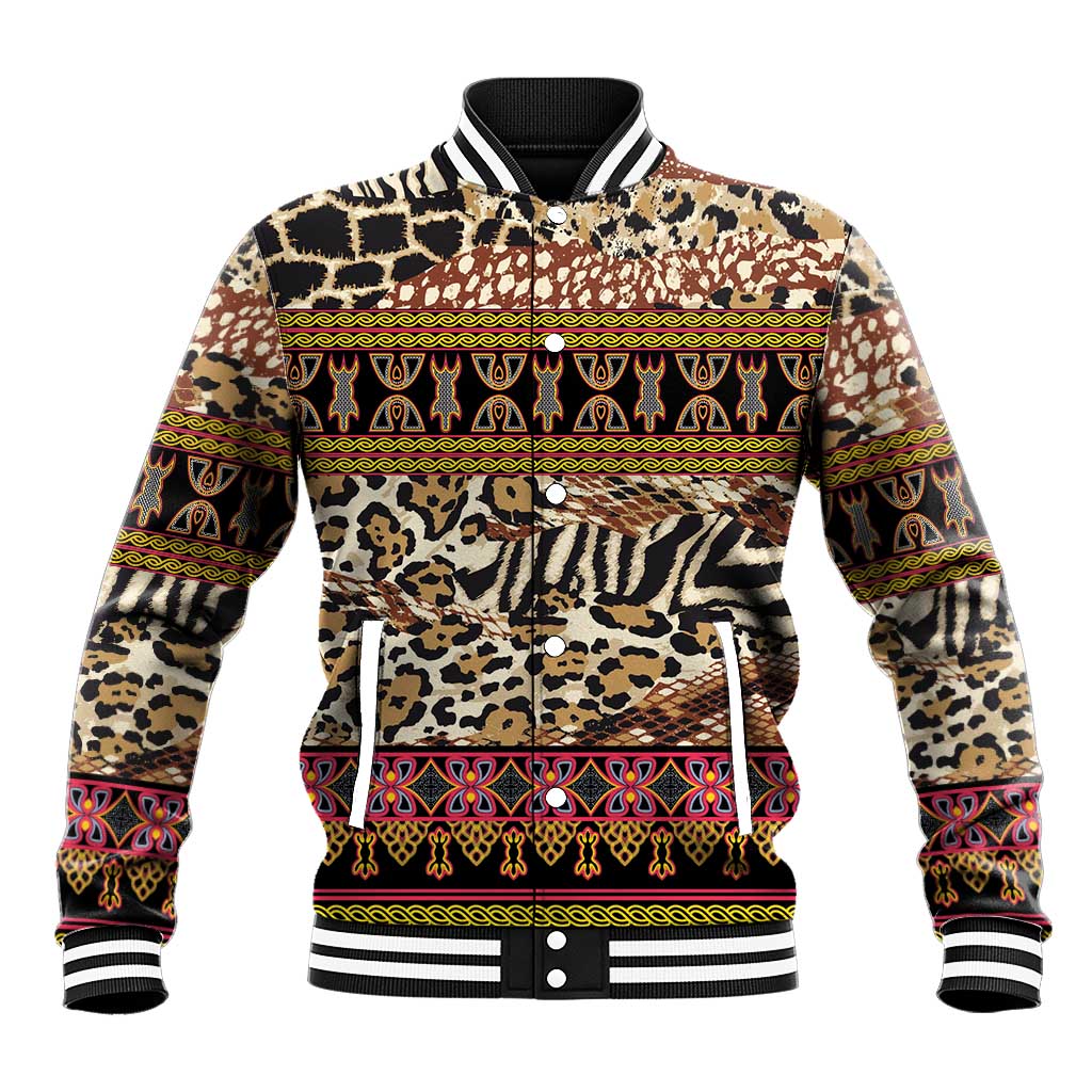 Cameroon Toghu Baseball Jacket Wild Animal Skins Seamless Pattern