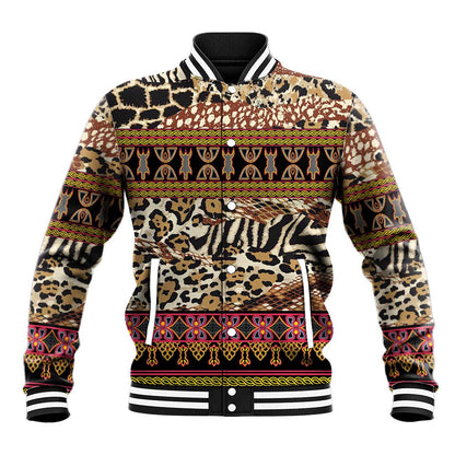 Cameroon Toghu Baseball Jacket Wild Animal Skins Seamless Pattern