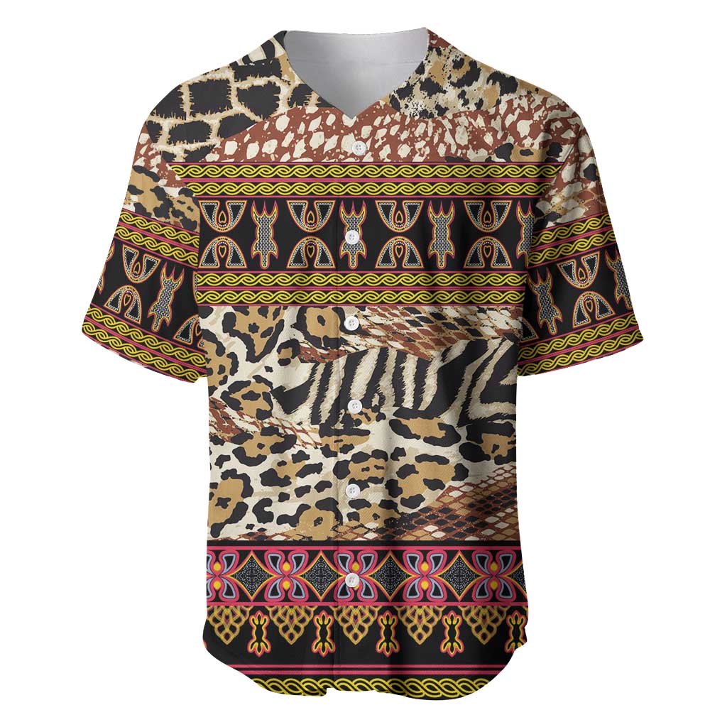 Cameroon Toghu Baseball Jersey Wild Animal Skins Seamless Pattern