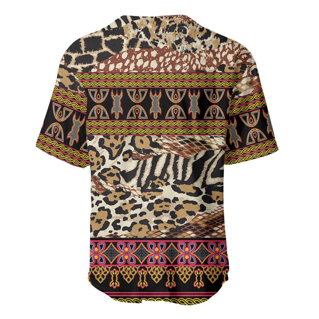 Cameroon Toghu Baseball Jersey Wild Animal Skins Seamless Pattern