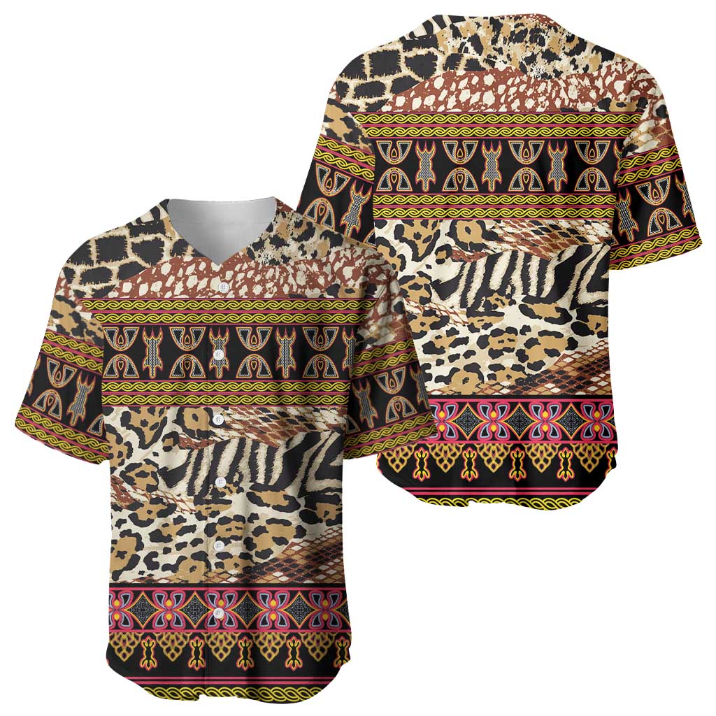 Cameroon Toghu Baseball Jersey Wild Animal Skins Seamless Pattern