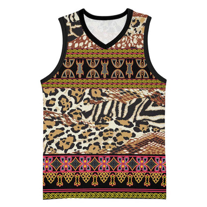 Cameroon Toghu Basketball Jersey Wild Animal Skins Seamless Pattern