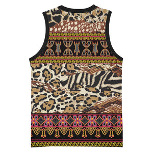 Cameroon Toghu Basketball Jersey Wild Animal Skins Seamless Pattern