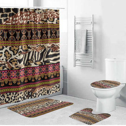 Cameroon Toghu Bathroom Set Wild Animal Skins Seamless Pattern