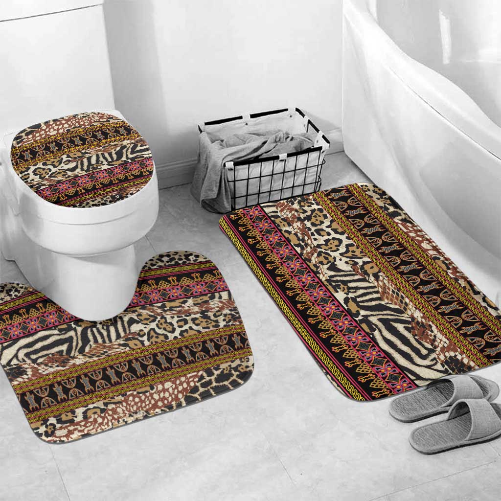 Cameroon Toghu Bathroom Set Wild Animal Skins Seamless Pattern