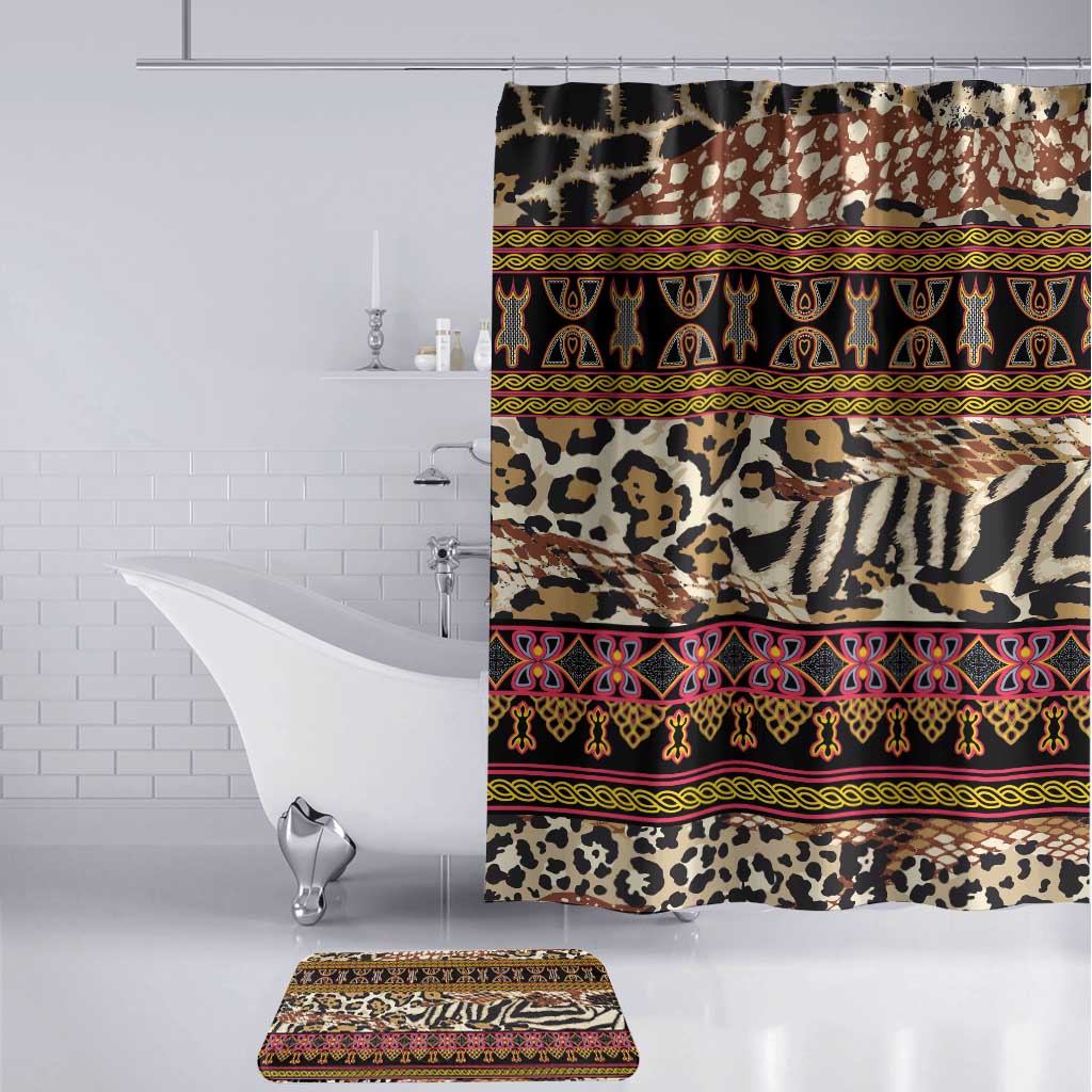 Cameroon Toghu Bathroom Set Wild Animal Skins Seamless Pattern