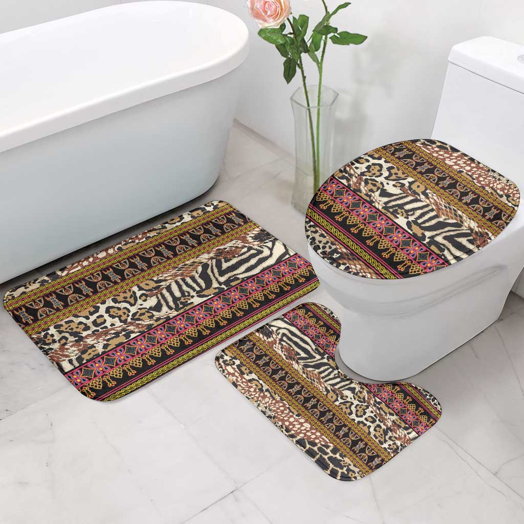Cameroon Toghu Bathroom Set Wild Animal Skins Seamless Pattern