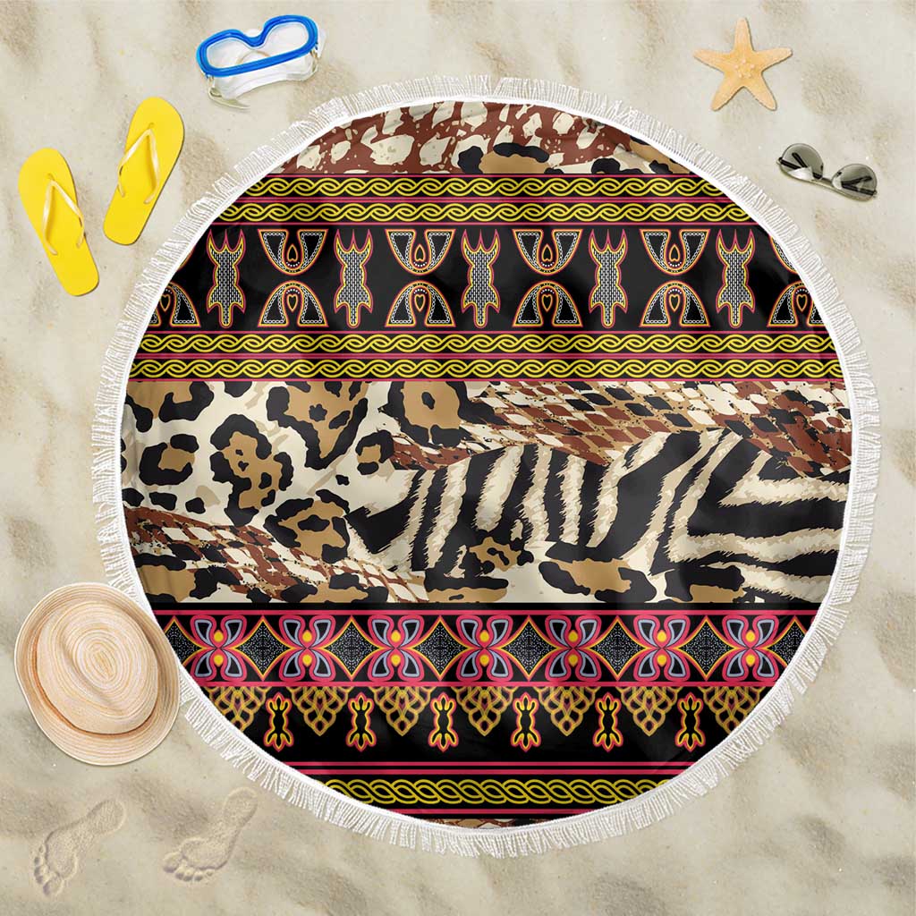 Cameroon Toghu Beach Blanket Wild Animal Skins Seamless Pattern