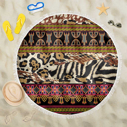Cameroon Toghu Beach Blanket Wild Animal Skins Seamless Pattern