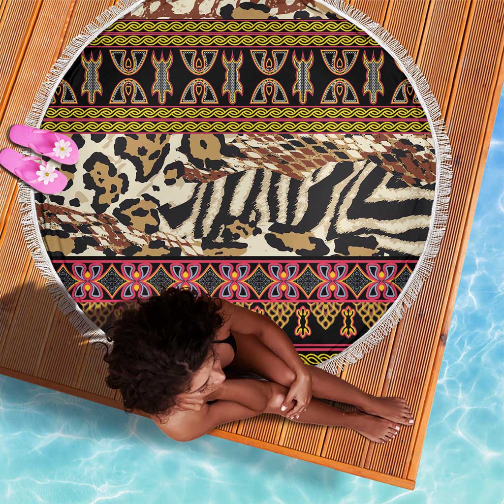 Cameroon Toghu Beach Blanket Wild Animal Skins Seamless Pattern