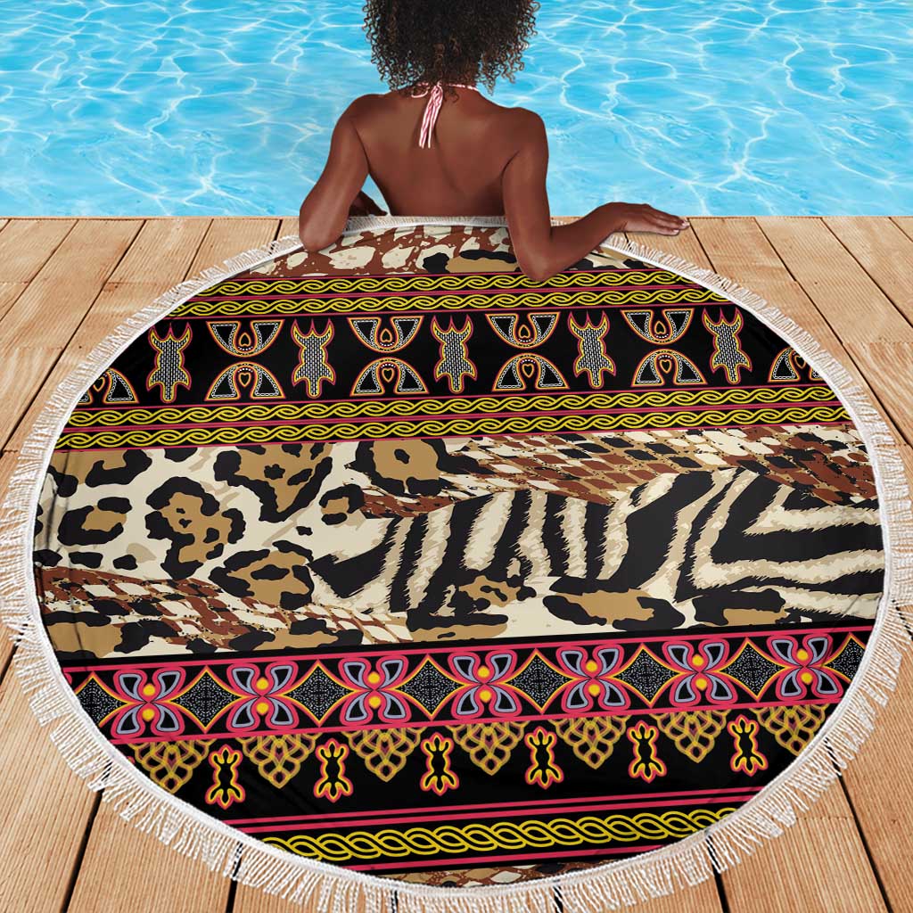 Cameroon Toghu Beach Blanket Wild Animal Skins Seamless Pattern
