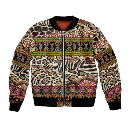 Cameroon Toghu Bomber Jacket Wild Animal Skins Seamless Pattern