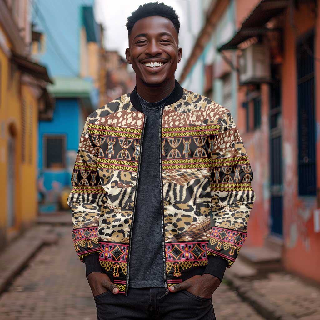 Cameroon Toghu Bomber Jacket Wild Animal Skins Seamless Pattern