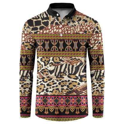 Cameroon Toghu Button Sweatshirt Wild Animal Skins Seamless Pattern