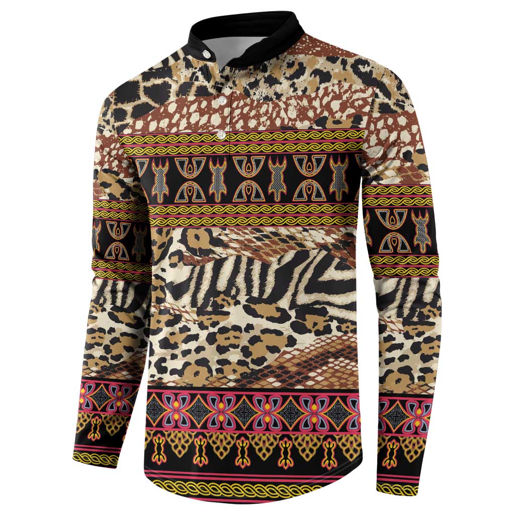 Cameroon Toghu Button Sweatshirt Wild Animal Skins Seamless Pattern