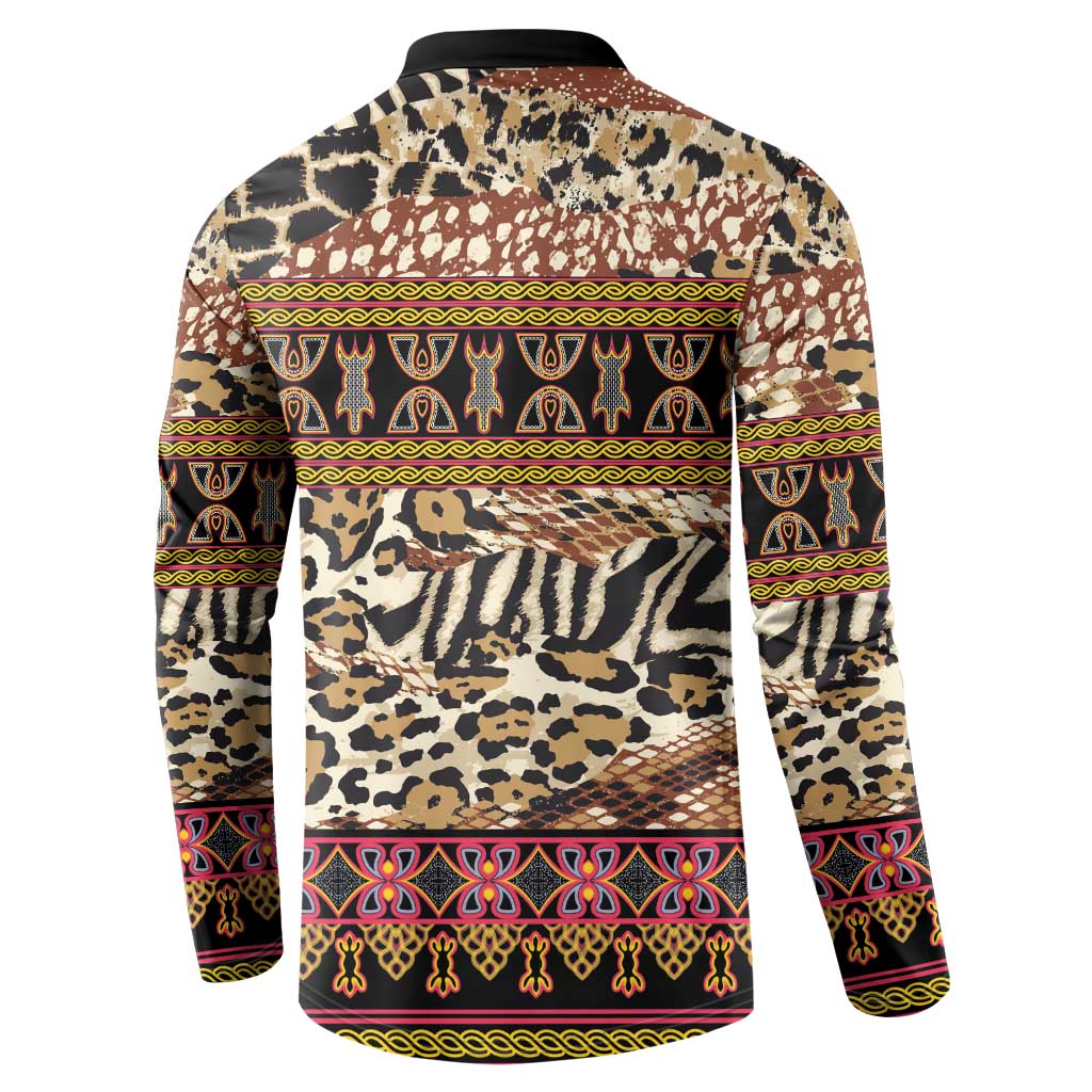 Cameroon Toghu Button Sweatshirt Wild Animal Skins Seamless Pattern